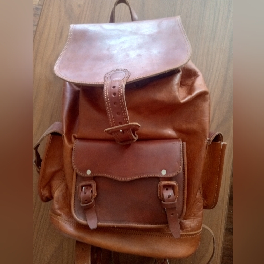 Cowhide Leather Backpack in Rich Brown - Classic Travel & Everyday Pack